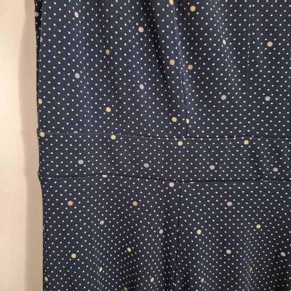 Ann Taylor Womens Sleeveless Dress Navy Polka Dot Classic A Line Retro Size 10 - Picture 4 of 12
